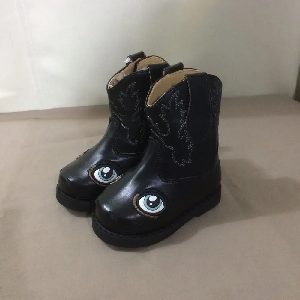 NEW Rollda Toddler Cowboy Boots Pony Western Black Size 3T New Pull On